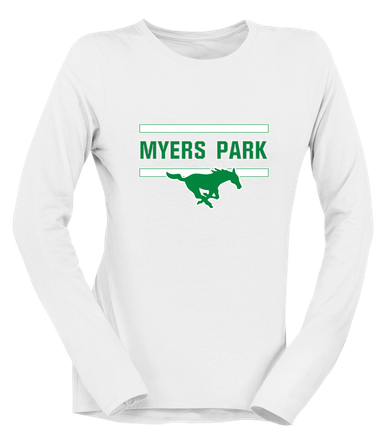 Myers Park Mustangs Mascot #4 Women's LS T-Shirt