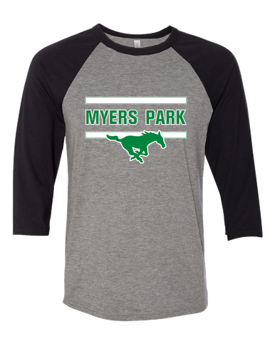 Myers Park Mustangs Mascot #4 Men's Baseball T-Shirt