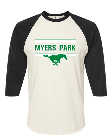 Myers Park Mustangs Mascot #4 Women's Baseball T-Shirt