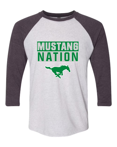 Myers Park Mustangs Nation #1 Women's Baseball T-Shirt