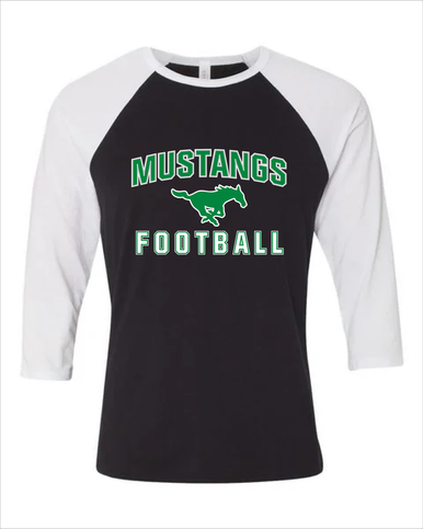 Myers Park Mustangs Football #1 Women's Baseball T-Shirt