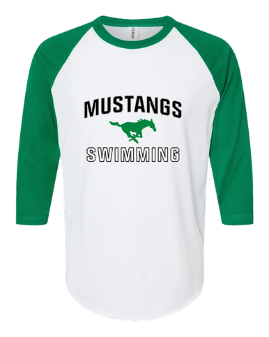 Myers Park Mustangs Swimming Men's Baseball T-Shirt