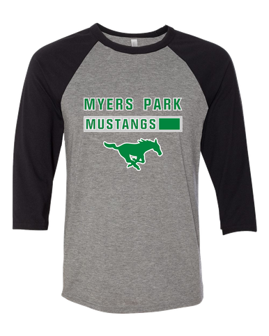 Myers Park Mustangs Mascot #7 Women's Baseball T-Shirt