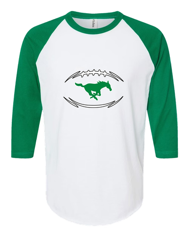 Myers Park Mustangs Football #3 Women's Baseball T-Shirt
