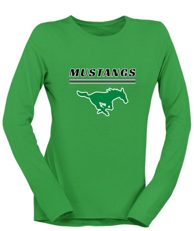 Myers Park Mustangs Mascot #8 Women's LS T-Shirt