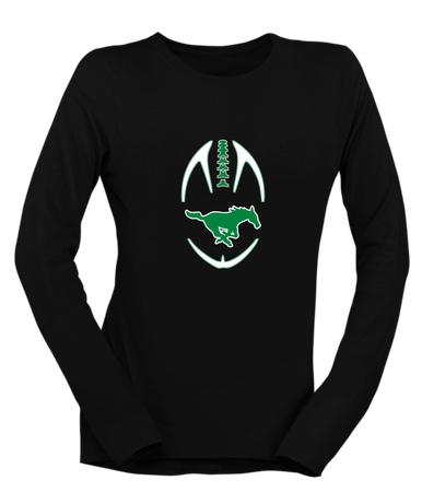 Myers Park Mustangs Football #4 Women's Premium LS T-Shirt