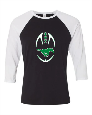 Myers Park Mustangs Football #4 Women's Baseball T-Shirt