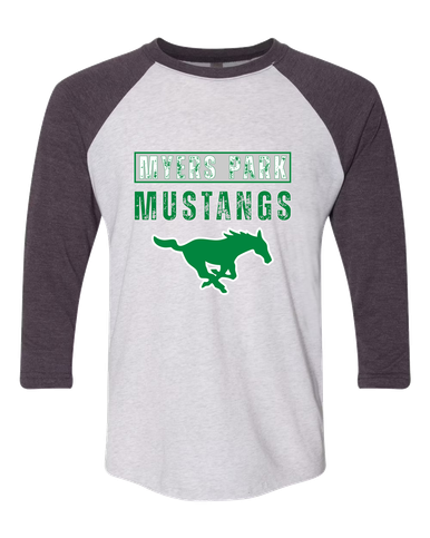 Myers Park Mustangs Mascot #9 Women's Baseball T-Shirt