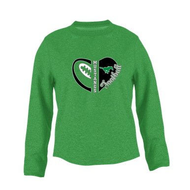 Myers Park Mustangs Heart Football Women's Sweatshirt