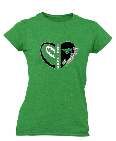 Myers Park Mustangs Heart Football Women's SS T-Shirt