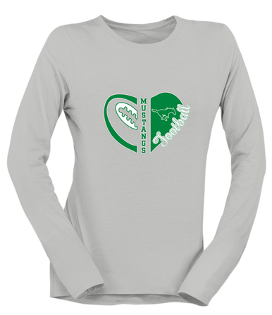 Myers Park Mustangs Heart Football Women's Premium LS T-Shirt