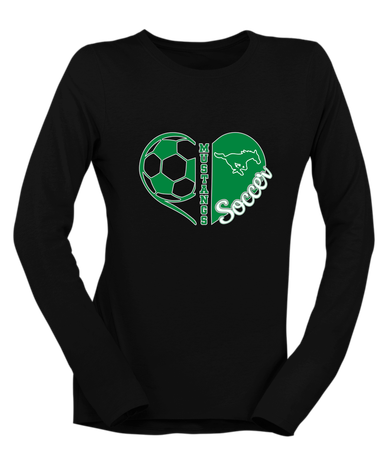 Myers Park Mustangs Heart Soccer Women's Premium LS T-Shirt
