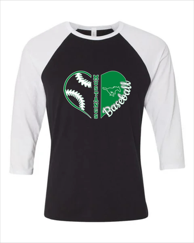 Myers Park Mustangs Heart Baseball Women's Baseball T-Shirt