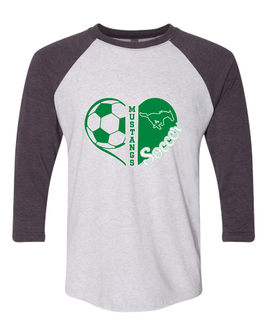 Myers Park Mustangs Heart Soccer Women's Baseball T-Shirt