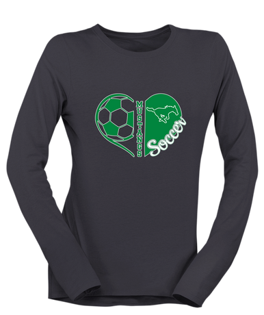 Myers Park Mustangs Heart Soccer Women's LS T-Shirt