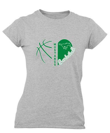 Myers Park Mustangs Heart Basketball Women's SS T-Shirt
