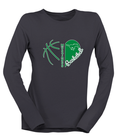 Myers Park Mustangs Heart Basketball Women's Premium LS T-Shirt