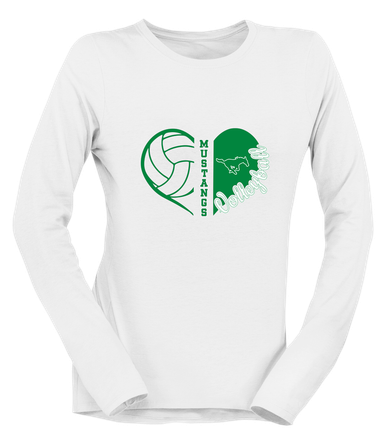 Myers Park Mustangs Heart Volleyball Women's LS T-Shirt