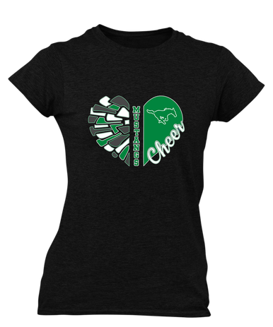 Myers Park Mustangs Heart Cheer Women's SS T-Shirt