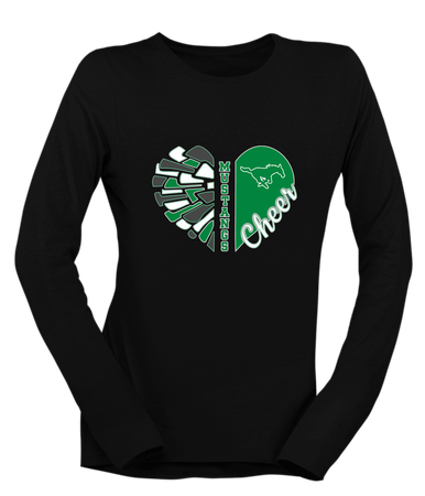 Myers Park Mustangs Heart Cheer Women's LS T-Shirt