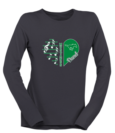 Myers Park Mustangs Heart Band Women's Premium LS T-Shirt