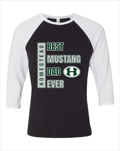 Homestead Mustangs Best Mustang Dad Men's Baseball T-Shirt