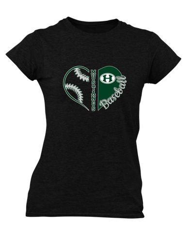 Homestead Mustangs Heart Baseball Women's SS T-Shirt