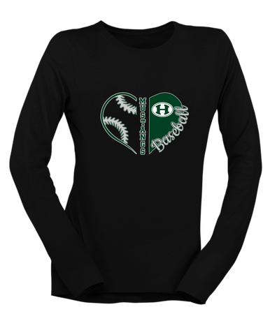 Homestead Mustangs Heart Baseball Women's LS T-Shirt