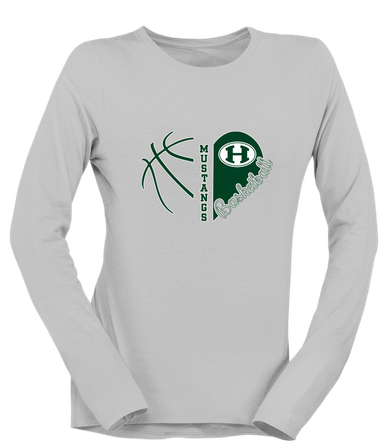Homestead Mustangs Heart Basketball Women's LS T-Shirt