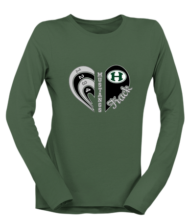Homestead Mustangs Heart Track Women's LS T-Shirt