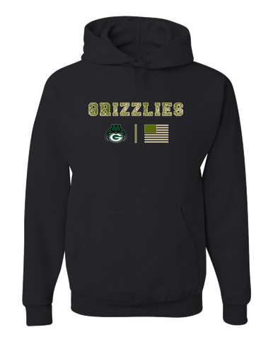 Granite Bay Grizzlies Camo Flag Men's Premium Hoodie