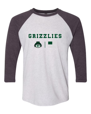 Granite Bay Grizzlies Team Colors Flag Men's Baseball T-Shirt