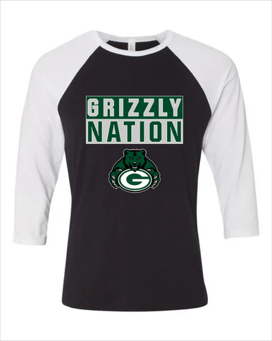 Granite Bay Grizzlies Nation #1 Women's Baseball T-Shirt