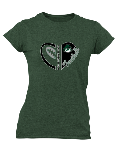 Granite Bay Grizzlies Heart Football Women's SS T-Shirt