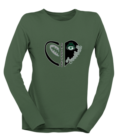 Granite Bay Grizzlies Heart Football Women's LS T-Shirt