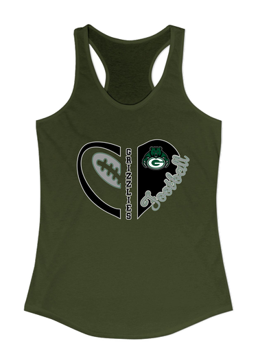 Granite Bay Grizzlies Heart Football Women's Tank Top