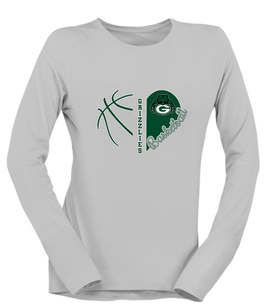 Granite Bay Grizzlies Heart Basketball Women's LS T-Shirt