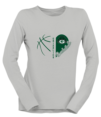 Granite Bay Grizzlies Heart Basketball Women's Premium LS T-Shirt