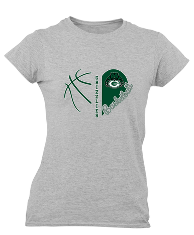 Granite Bay Grizzlies Heart Basketball Women's Premium SS T-Shirt