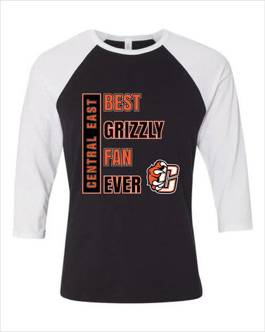 Central East Grizzlies Best Grizzly Fan Women's Baseball T-Shirt