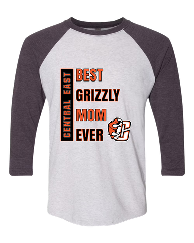 Central East Grizzlies Best Grizzly Mom Women's Baseball T-Shirt