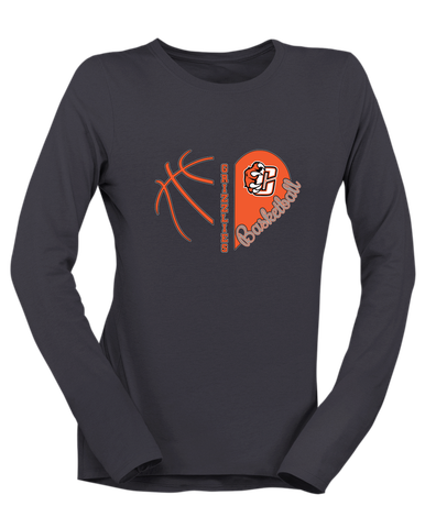 Central East Grizzlies Heart Basketball Women's LS T-Shirt