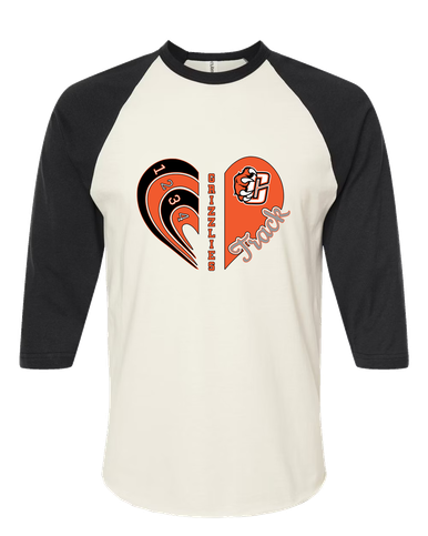 Central East Grizzlies Heart Track Women's Baseball T-Shirt