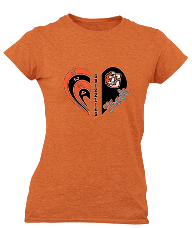 Central East Grizzlies Heart Track Women's SS T-Shirt