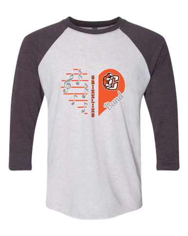 Central East Grizzlies Heart Band Women's Baseball T-Shirt