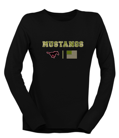 South Western Mustangs Camo Flag Women's LS T-Shirt