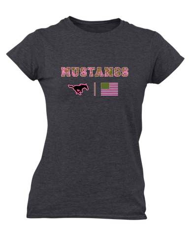 South Western Mustangs Pink Camo Flag Women's SS T-Shirt