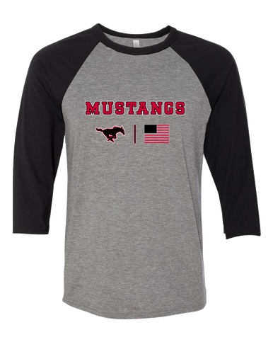 South Western Mustangs Team Colors Flag Women's Baseball T-Shirt