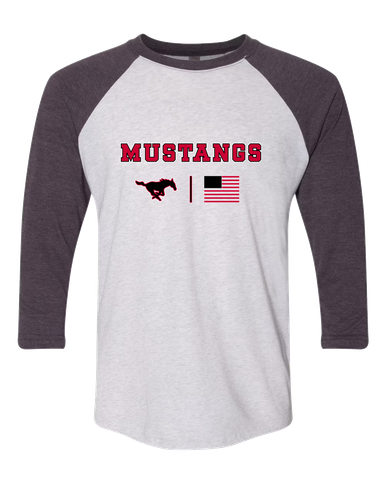 South Western Mustangs Team Colors Flag Men's Baseball T-Shirt