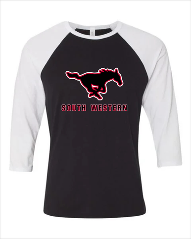 South Western Mustangs Mascot #2 Women's Baseball T-Shirt